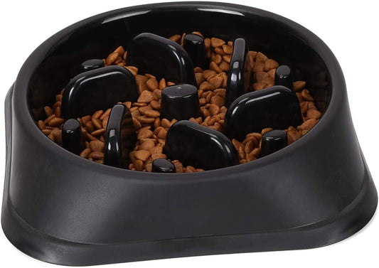 Eco-Friendly Slow Feeder Dog Bowl - Non-Toxic, Choking Prevention Design for Healthy Eating (S-M, Black)