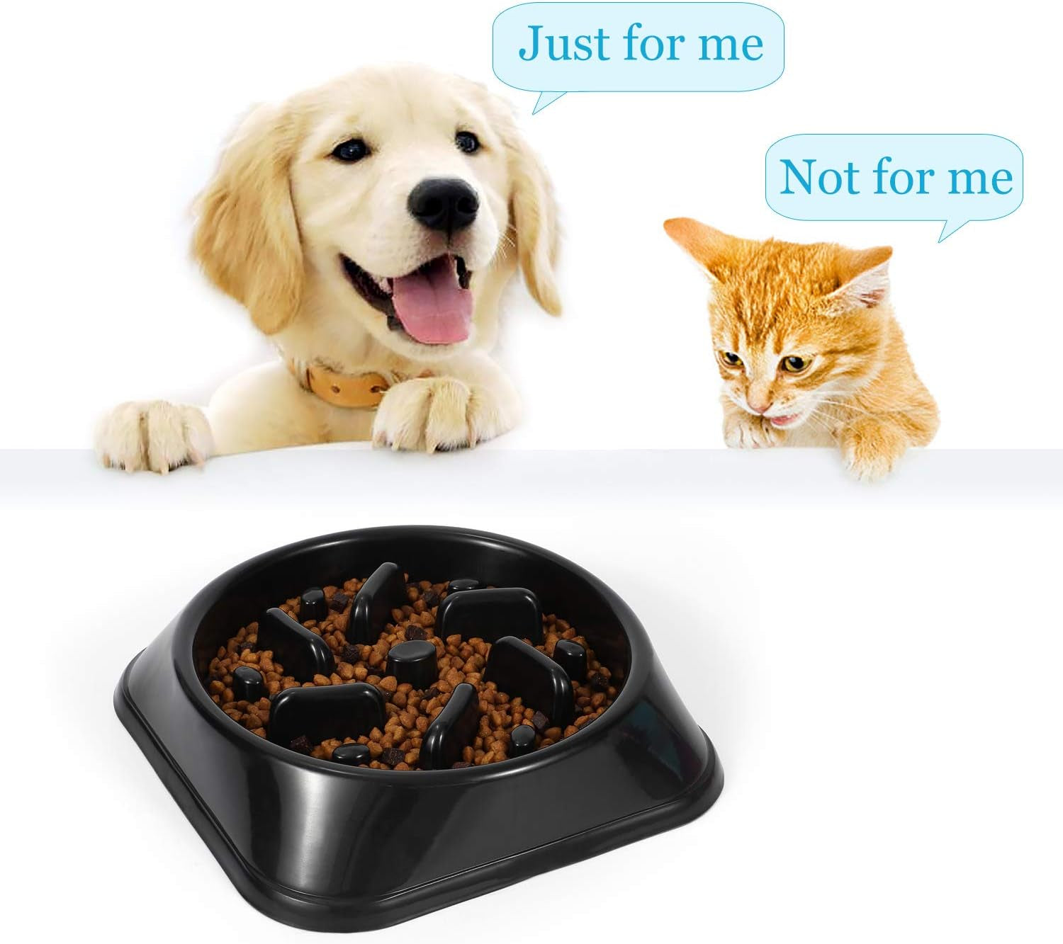 Eco-Friendly Slow Feeder Dog Bowl - Non-Toxic, Choking Prevention Design for Healthy Eating (S-M, Black)