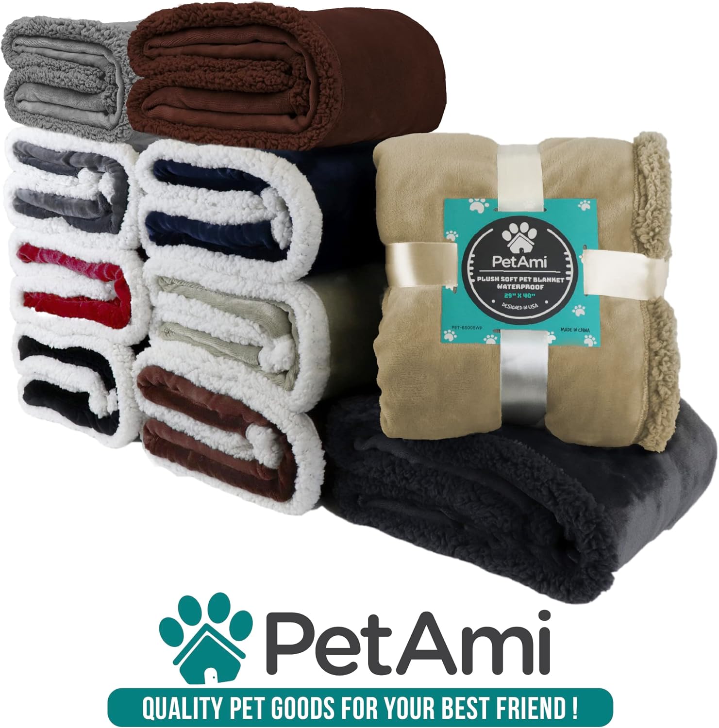 Cozy Reversible Dog Blanket for Small & Medium Pets - Soft Sherpa Fleece, Washable Couch Cover & Car Protector, 29x40 Maroon Red