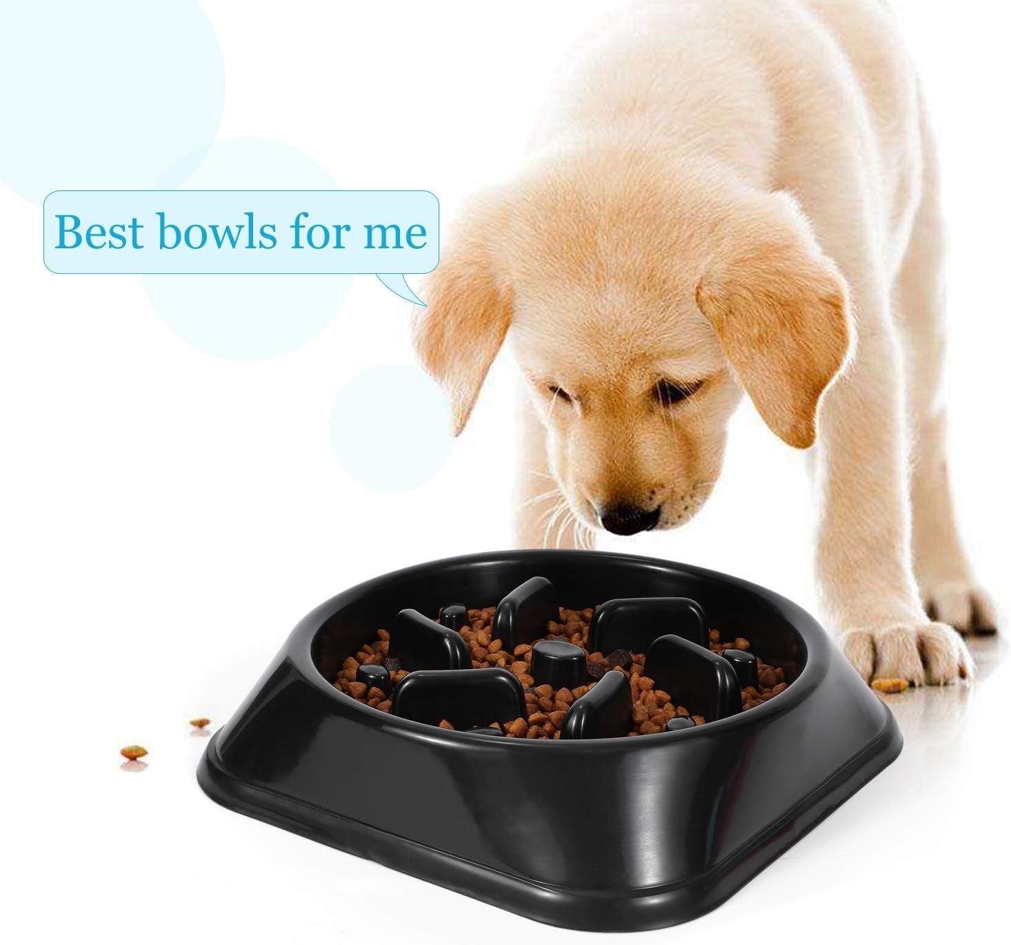 Eco-Friendly Slow Feeder Dog Bowl - Non-Toxic, Choking Prevention Design for Healthy Eating (S-M, Black)
