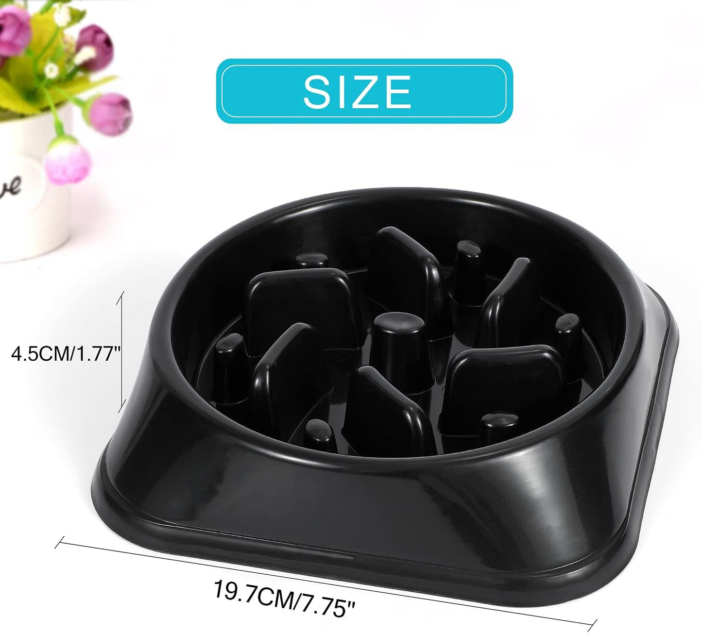 Eco-Friendly Slow Feeder Dog Bowl - Non-Toxic, Choking Prevention Design for Healthy Eating (S-M, Black)